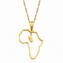 1件 3.5厘米 非洲地图轮廓吊坠项链饰品 加纳、尼日利亚、利比里亚、肯尼亚、安哥拉、牙买加 - 金黃色 - 查看 12