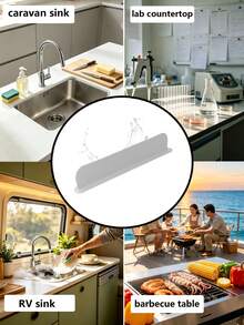1pc Durable Silicone Suction Cup Splash Guard, Kitchen Sink Splash Protector With Suction Cup, Water Barrier To Prevent Spills, Protects Countertop From Water Stains, Suitable For Kitchen And Lab Sinks, Basins And Bowls, Great For Home And Professional Use - Black - View 3