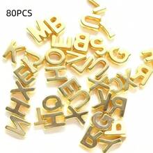80pcs Fashionable Minimalist Mixed Color Acrylic 26 English Letter Beads, DIY Jewelry Making Accessories - Yellow Gold - View 7