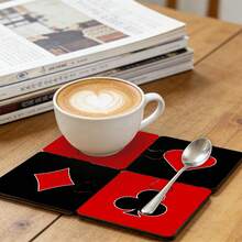 4pcs Puzzle Wooden Coasters, Interlocking Rustic Brown Coasters Set, Heat Resistant Desk Protector For Kitchen Table Tea Bar Coffee Corner Office Desk, Living Room Decor - Puzzle Coaster - View 6