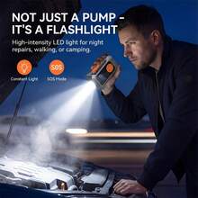 SUITU 1件 150PSI 充氣泵，便攜式空氣壓縮機，迷你單車幫浦，內建 LED 燈，適用於充氣汽車/摩托車/自行車輪胎。汽車配件/汽車必需品/禮物（配備 7.4V 2000MAH 鋰離子電池） - 无线 - 查看 9