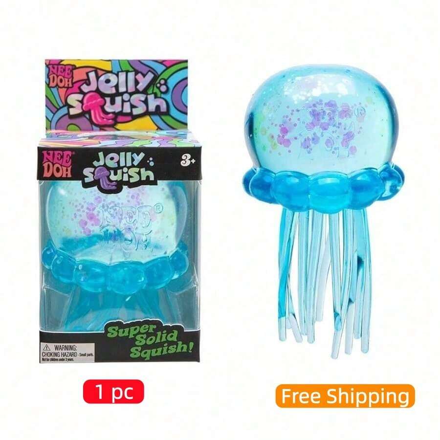 Nee Doh Glitter Jellyfish Squishy Fidget Toy, Soft Stress Relief Sensory Toy, Relaxing Gift For Kids Adults Home Office - Blue - View 1