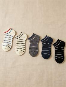 5 Pairs Women's Striped Ankle Socks, Breathable Low-Cut Boat Socks For Spring, Thin Invisible Socks For Summer, Casual Versatile Daily Wear Socks - Multicolor - View 2