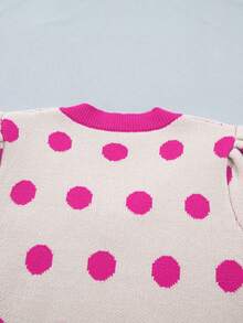 Acelitt Áo len tay cánh hoa chấm bi hồng - Nhiều màu - Xem 8