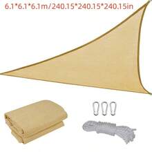1 tấm bạt che nắng ngoài trời màu be, kích thước 6m x 8m (khoảng 19,7 x 26,2 ft), hình tam giác/tứ giác tùy chọn, chống tia UV cho sân hiên, ban công, thoáng khí. - A - Xem 34