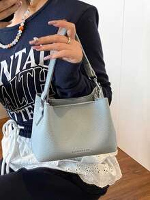 Tas Tangan Minimalis Motif Leci Kapasitas Besar Terbaru Musim Semi 2026, Tas Jinjing Komuter dengan Nuansa Mewah untuk Wanita - Baby Blue - View 6