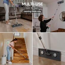 Compact Floor Mop And Bucket - Flat Mop And Bucket With Wringer Set Hands Free |   Wet Dry Mop For Apartment, Tiny Home, RV, Windows, Wall, Hardwood, Vinyl, Floor With 6 Microfiber Cloths - Bộ xô lau nhà nhỏ gọn (4 miếng lau) - Xem 7