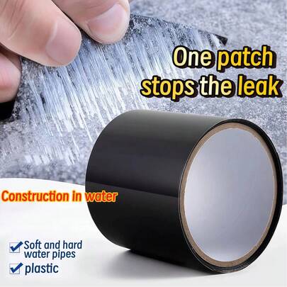 防水胶带（4英寸 x 5英尺），超强自粘密封胶带，可快速修补管道、软管、船只、房车和DIY项目的泄漏，即使在水下也能使用