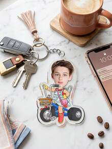 1 pieza Llavero acrílico personalizado con foto & texto de triciclo infantil caricatura – Llavero de coche personalizado "Papá conduce", regalo personalizable con nombre/texto, vuelta al colegio - Multicolor - Ver 6