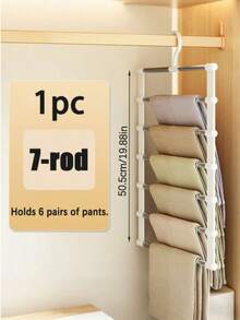 1/2Pcs Foldable Multi-Layer Pants Hanger, Space Saving Pull-Out Closet Storage Rack, Non-Slip Plastic Organizer For Jeans Leggings Ties Underwear, Easy To Install, Perfect For Seasonal Wardrobe & Back To School - Multicolor - View 10