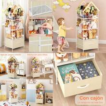 GILLAS Organizador de Peluches con Cajón Tubo para Guardar Peluche Juguetero Organizador Infantil Mueble de Juguetes para Niños Soporte Porta de Animales de Peluche para Sala de Juego - como en la foto - Ver 1