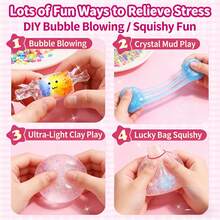 1 Set Kit de Chicle de Burbuja Nano, incluye Brillo, Arcilla, Pegatinas Lindas y Herramientas Accesorias, Kit de Chicle de Burbuja Nano Hecho a Mano para Adolescentes (Colores de Accesorios Aleatorios) - Multicolor - Ver 7