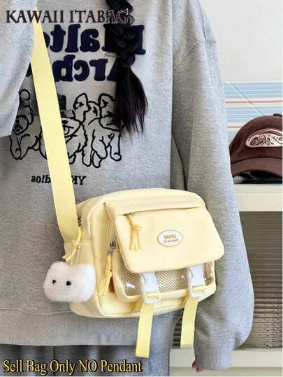 Kawaii Japanese Bag Small Clear Pocket Backpack Harajuku Aesthetic Shoulder Bag Cute Pastel Crossbody Bag DIY Bag Soft Girl Large Capacity Student School Bag Multi Functional Travel Bag Anime Cosplay Storage Bag Lolita Sweet Style Ins Fashion Daily Casual Bag Small Bag Girls Cross Body Women Purses And Handbags Portable Little Bag