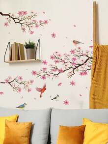 1 Set 2D Sakura Swallow Wall Stickers, Versatile Stickers For Spring, Sakura Branches, Graceful Swallows, High Cost-Performance Wall Decals, Spring 2026, Sakura Tree Wall Stickers (Including Birds & Butterflies), 1 Set Large Floral Vine Wall Stickers, Suitable For Bedroom Headboard, Living Room Backdrop, Study, Shop Windows And Other Scenarios - Cherry Blossom Stickers - View 8