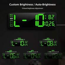 13-Inch Digital Wall Clock With Large Display, Spanish Language Display, Multifunction LED Clock With Time, Date, Day, And Temperature, 12/24H And ℃/℉ Format, Remote Control Included, Timer And Stopwatch, Easy-To-Read Electronic Clock For Home, Office, School, Gym, And Business, Clear Display For Seniors, Powered By Cable With Backup Memory - 1PC - View 3