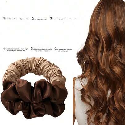 1 chiếc dây buộc tóc uốn xoăn không cần nhiệt, màu nâu satin, có thể đeo khi ngủ, mềm mại và thoải mái, dụng cụ uốn tóc kiểu thả lỏng. Tạo kiểu tóc xoăn dài và búi tóc mà không cần dùng nhiệt. Đa năng thời trang, phù hợp cho hoạt động ngoài trời và thể thao. Một món quà lý tưởng cho các bà mẹ. Phụ kiện tóc bằng satin bền chắc.