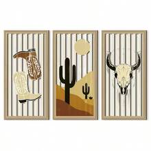 3pcs Wooden Bohemian Style Wall Art Decor, Farmhouse Geometric Hanging Wall Decoration - Geometry - View 4