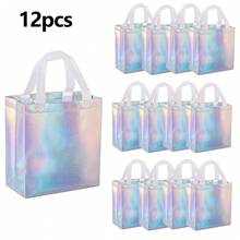 12 túi quà holographic | Kích thước nhỏ | Vải không dệt | Có thể tái sử dụng | Phù hợp cho nhiều sự kiện, tiệc, đám cưới và lễ Giáng sinh | Thiết kế gradient cầu vồng | Tay cầm chắc chắn - Xem 9
