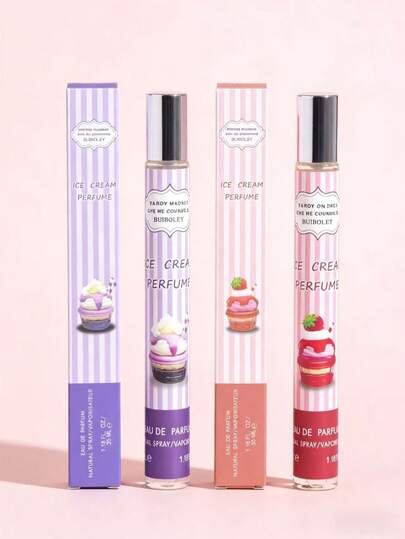 6支/套 35毫升 便携式草莓冰淇淋香水，持久甜美香氛，女士旅行装