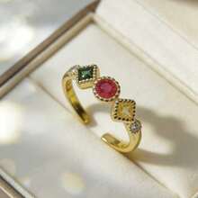 1枚新款时尚几何锆石铜戒指 - 款式4 - 查看 6