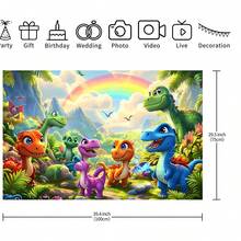 1pc Cartoon Jungle Dinosaur Pattern Birthday Party Decoration Backdrop Banner, Suitable For Celebration Event Room Decor And Display Props, 82.7x59.1 / 59.1x39.4 / 39.4x29.5 Inch - Multicolor - View 16