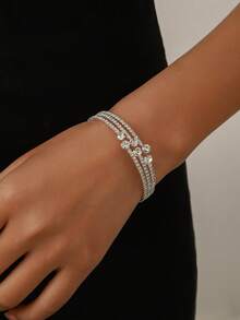 1 chiếc vòng tay trang trí đính đá thời trang, phù hợp để phụ nữ đeo hàng ngày - Vàng - Xem 10