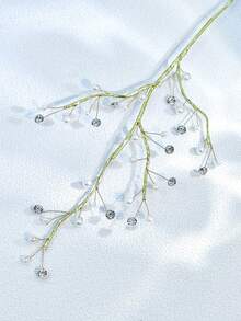 1pc Handmade Crystal & Faux Pearl Wedding Bouquet For Bride - White - View 6