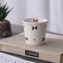 1个150毫升新款蝴蝶结茶杯，创意迷你陶瓷咖啡杯，适用于茶饮、各种意式浓缩咖啡饮品 - 彩色 - 查看 6