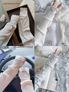 1 双时尚轻薄女士夏季防紫外线冰丝袖套，宽松透气防晒露指袖保暖套，适合驾驶、户外运动、骑行、旅行，亦可作为礼物赠送。 - 彩色 - 查看 18