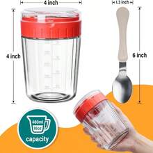 4 Pack Overnight Oats Containers With Lid And Spoon - 16oz Glass Mason Jars For Meal Prep, Yogurt,Pudding - 4 Pack - View 2