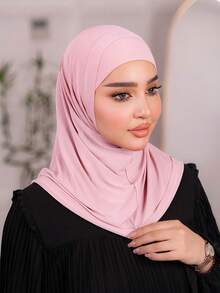 1pc Hijab Cap, Women's Middle Eastern Arabic Dubai Turkey Solid Color Classic Minimalist Casual Elegant Humble Modal Silk-Like Soft Breathable Comfortable Long Brim 2-In-1 Scarf Turban Jersey Hijab, Suitable For Daily Life, Festivals, Gatherings, Worship, Beach, Holiday, Travel Essential - Multicolor - View 7