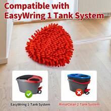 DLAIMI 1/2/4pcs New Multicolor Rotating Mop Replacement Heads, Suitable For EasyWring 1Tank System Deep Cleaning, Wet & Dry Use For Kitchen, Bathroom, Floor Cleaning, Red - Red - View 7