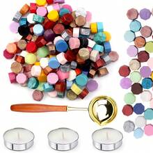 Bộ dụng cụ đóng dấu sáp gồm hạt sáp, thìa và nến, dùng để đóng dấu sáp, trang trí theo phong cách cổ điển, phù hợp cho thiệp mời đám cưới, phong bì, thư từ, đồ thủ công tự làm, bao bì quà tặng. - Bộ TZ1164 - Xem 1