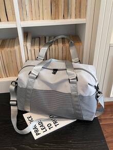 New Fashionable Travel Bag With Jacquard Pattern, Minimalist Niche Design, Stylish And Popular, Suitable For Short Trips, Fitness, With Spliced Color Blocks, Large Capacity, Versatile - Beige - View 10