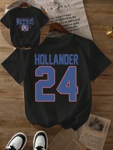 Montreal Subway Team Printed T-Shirt, Short-Sleeved Round-Neck Casual Top, Suitable For Spring And Autumn, Women's Clothing - 黑色 - 查看 1