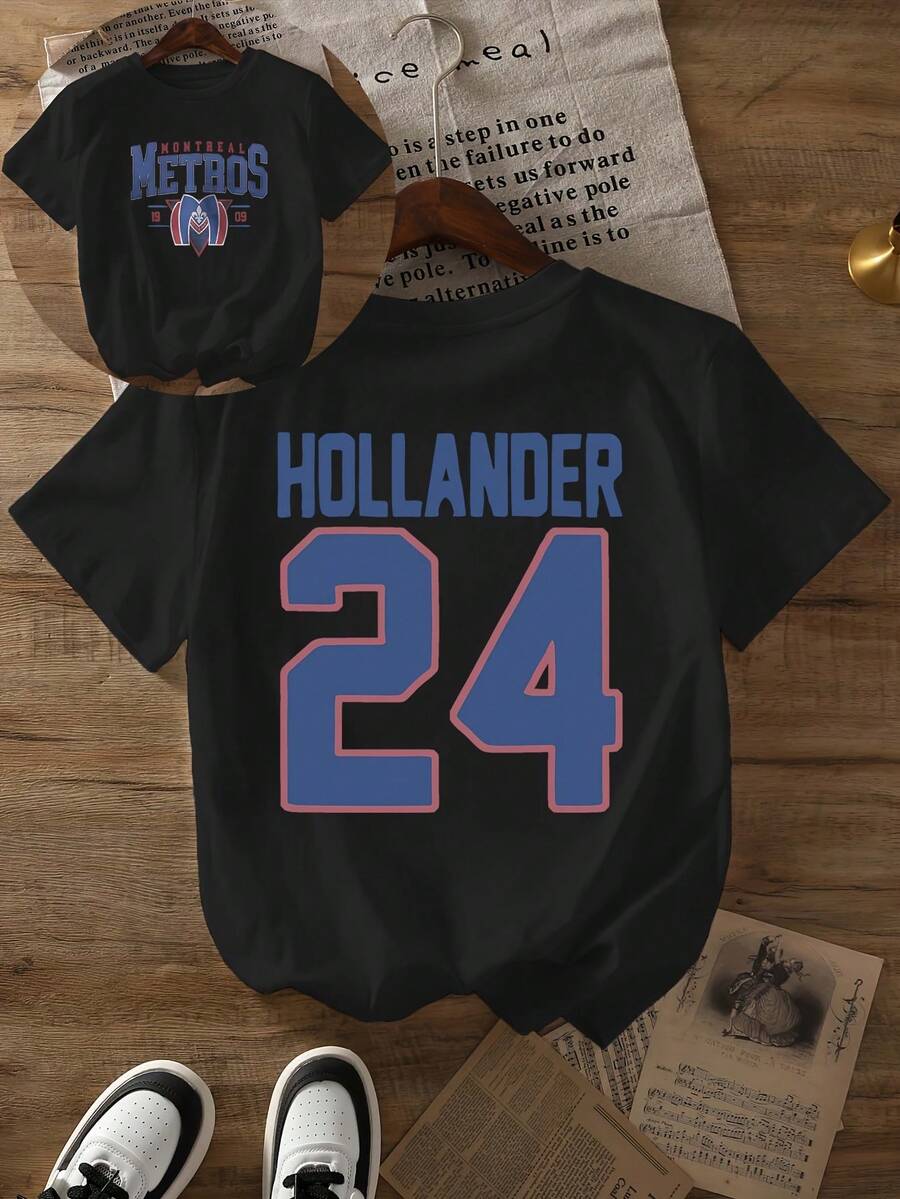 Montreal Subway Team Printed T-Shirt, Short-Sleeved Round-Neck Casual Top, Suitable For Spring And Autumn, Women's Clothing - 黑色 - 查看 1