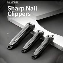 J·FOCUS Stainless Steel Precision Nail Clippers, With Sharp Curved Blades Suitable For Thick, Ingrown And Hard Nails, Professional Manicure And Pedicure Tool, Suitable For Daily Use And Travel - Black - View 1