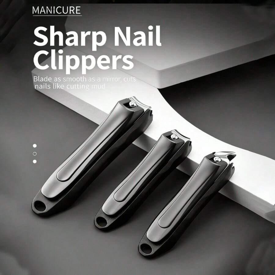 J·FOCUS Stainless Steel Precision Nail Clippers, With Sharp Curved Blades Suitable For Thick, Ingrown And Hard Nails, Professional Manicure And Pedicure Tool, Suitable For Daily Use And Travel - Black - View 1