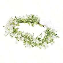 QY- Bridal Flower Crown Women Rose Floral Headband Maternity Photo Prop Baby Shower Leaf Hair Wreath B-White -3788 - Trắng - Xem 2