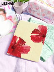 Ốp bảo vệ máy tính bảng phẳng in họa tiết hoa dâm bụt đỏ, có khe cắm bút, chống rơi, giá đỡ gấp ba, tương thích với iPad 10.2 inch, Pro 11 2021/2020/thế hệ thứ 10, (A16) 11 inch thế hệ thứ 11 2025, thế hệ thứ 8/9/10, Galaxy Tab A8 10.5 inch 2022, Matepad 10.4/Tab, hỗ trợ chế độ ngủ/thức, quà tặng cá nhân lãng mạn. - Nhiều màu - Xem 3