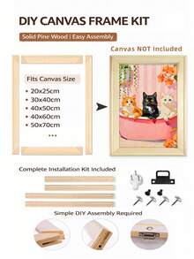 SURELIFE Bộ khung tranh tự lắp ráp gồm 4 thanh gỗ, nhiều kích cỡ, làm từ gỗ thông nguyên khối, dễ dàng lắp ráp, thích hợp cho tranh sơn dầu, tranh đính đá, tranh treo tường, trang trí phòng khách và phòng ngủ. Tranh vẽ trên vải không bao gồm trong bộ sản phẩm. - Nhiều màu - Xem 3