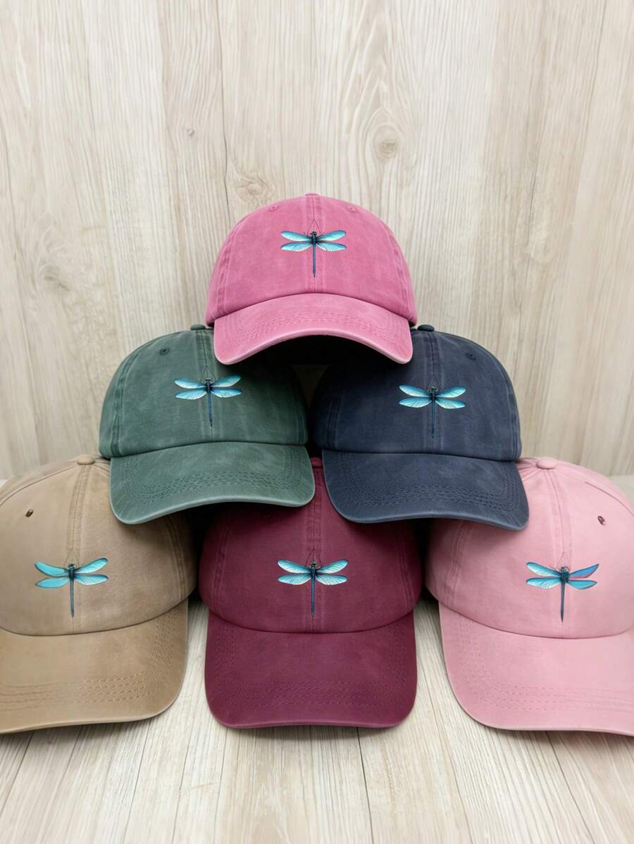 1pc Unisex Soft Top Baseball Cap With Dragonfly Print, Versatile Casual Sun Hat Suitable For Daily Wear In All Seasons - A - View 1