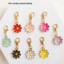 5/10/15pcs Oil Drop Daisy Flower Keychain DIY Bag Buckle Colorful Floral Pendant Keyring Pet Charm Jewelry - Keychain - View 9