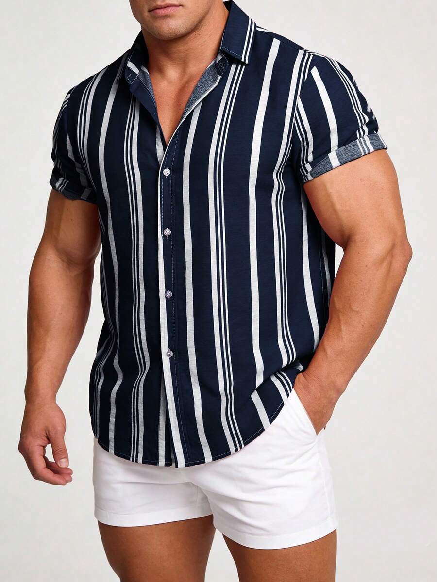 Men Outdoor Shirts - Navy Blue - View 1