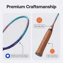 Professional Badminton Racket Set, Lightweight High-Performance, Excellent Feel, Suitable For Teenagers, Students, Families And Recreational Use. Designed For Fitness Enthusiasts, Comes With Portable Bag. - Purple - View 6