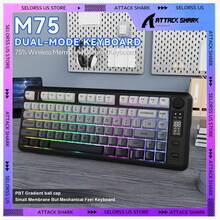 M75 Wireless Gaming Keyboard, RGB Backlit Rechargeable 2000mAh Battery, Small Membrane But Mechanical Feel Keyboard With Smart Display & Knob, PBT Gradient Keycaps For PC Gamer-BlackBerry/ Grape Purple/ Moonlit Night - Nhiều màu - Xem 2