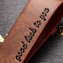 Universal Custom Car Leather Keychain - "Good Luck To You" Engraved Design, Durable PU Leather + Zinc Alloy Hardware, Personalized Customization, Universal Fit For Car & Home Keys, Portable Anti-Loss Accessory, Available In Black, Brown And Grey - A - View 6