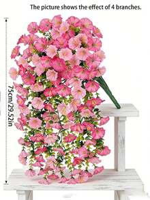 1/2/4pcs Artificial Eucalyptus Silk Flower Vine, UV-Resistant Greenery For Outdoor Hanging, Suitable For Anniversary, Graduation, Wedding, Party, Home, Office, Porch, Garden, Wall Decor In Spring & Summer - Pink - View 2