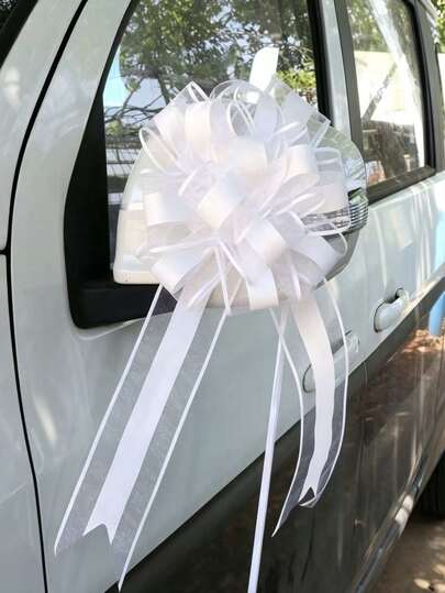 10/20个可重复使用的白色/粉色装饰蕾丝蝴蝶结 - 优雅的抽绳丝带花，适用于婚车、礼品包装、椅子/楼梯/桌面装饰、DIY派对礼品、圣诞节生日周年纪念工艺品