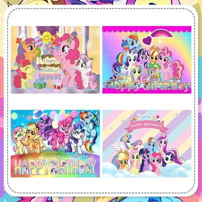  MY LITTLE PONY Birthday Background Cloth For Outdoor Party Decoration, Photo Backdrop, Wall Decoration For Birthday, 100*150CM Hanging Cloth, Photo Background Banner, Party Atmosphere Decoration Photo, Decorative Props, Outdoor Camping Photo, Photography Background Banner, Scene Decoration Banner, Prop Display